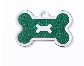 Bone shaped Metal ID Tag Charms (Color: Shiny green, size: 1 peice)