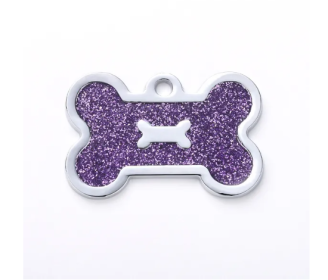 Bone shaped Metal ID Tag Charms (Color: Shiny purple, size: 1 peice)