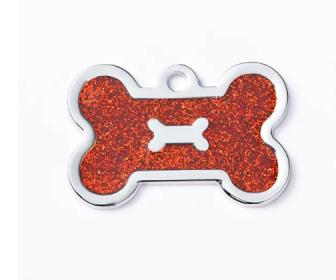 Bone shaped Metal ID Tag Charms (Color: Shiny red, size: 1 peice)