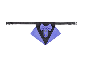 wedding suit dog collar pet saliva towel dog wedding triangle scarf (Color: Blue and black triangle scarf collar set, size: S)