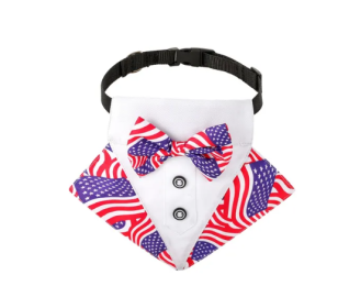 wedding suit dog collar pet saliva towel dog wedding triangle scarf (Color: Independence Day triangular scarf collar suit, size: S)